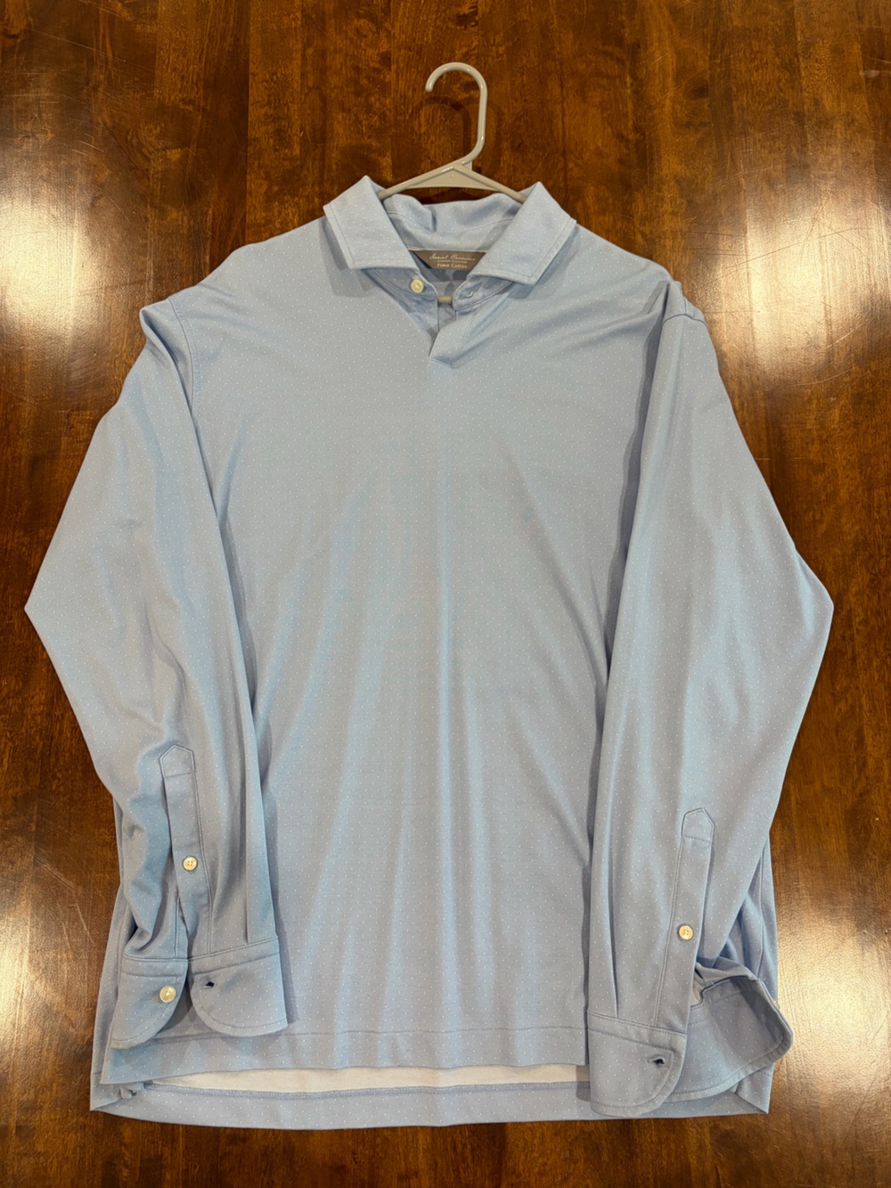 Daniel Cremieux Men’s Pima Cotton Pale Blue Long-Sleeve Button-Down Polo Shirt